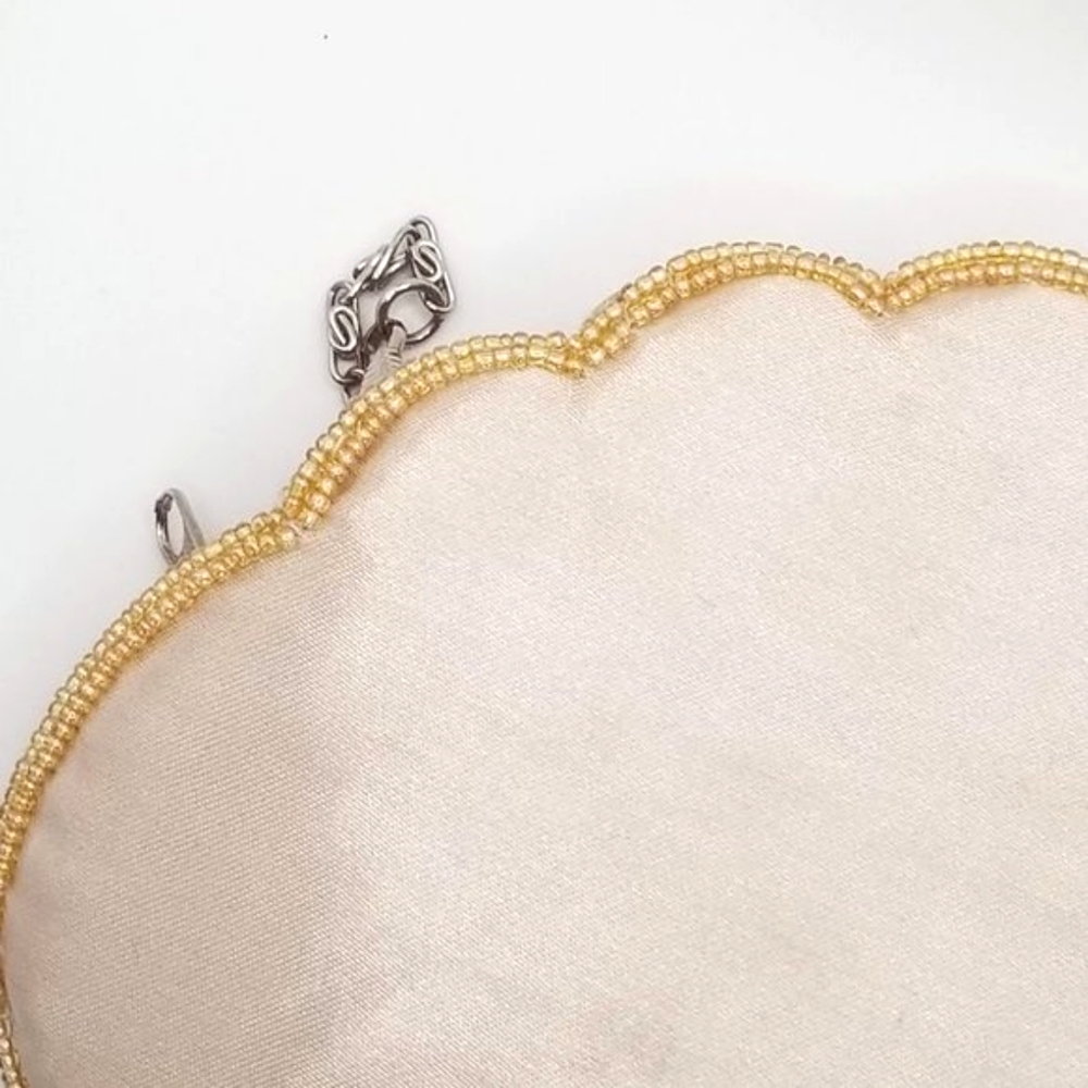 Bijoux Terner Beaded Cream Satin with Chain Mini Purse Handbag - Picture 10 of 15